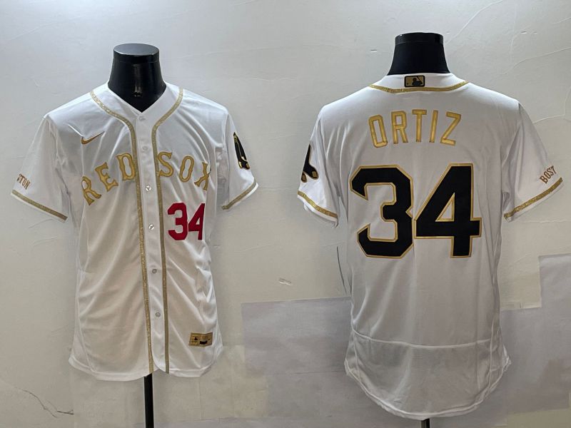 Men Boston Red Sox #34 Ortiz White Gold Elite 2025 Nike MLB Jersey style 3->boston red sox->MLB Jersey